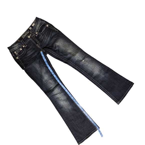 Miss Me Boot Cut Blue Jeans with Vintage Distressing - Picture 5 of 8